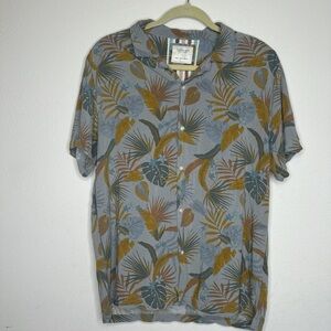 Cactus Men's Leaf Print Casual Shirt - Gray and Brown